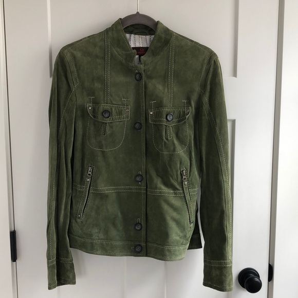 Danier green suede leather womens jacket S SML 2000s Y2K 90s - Picture 5 of 8